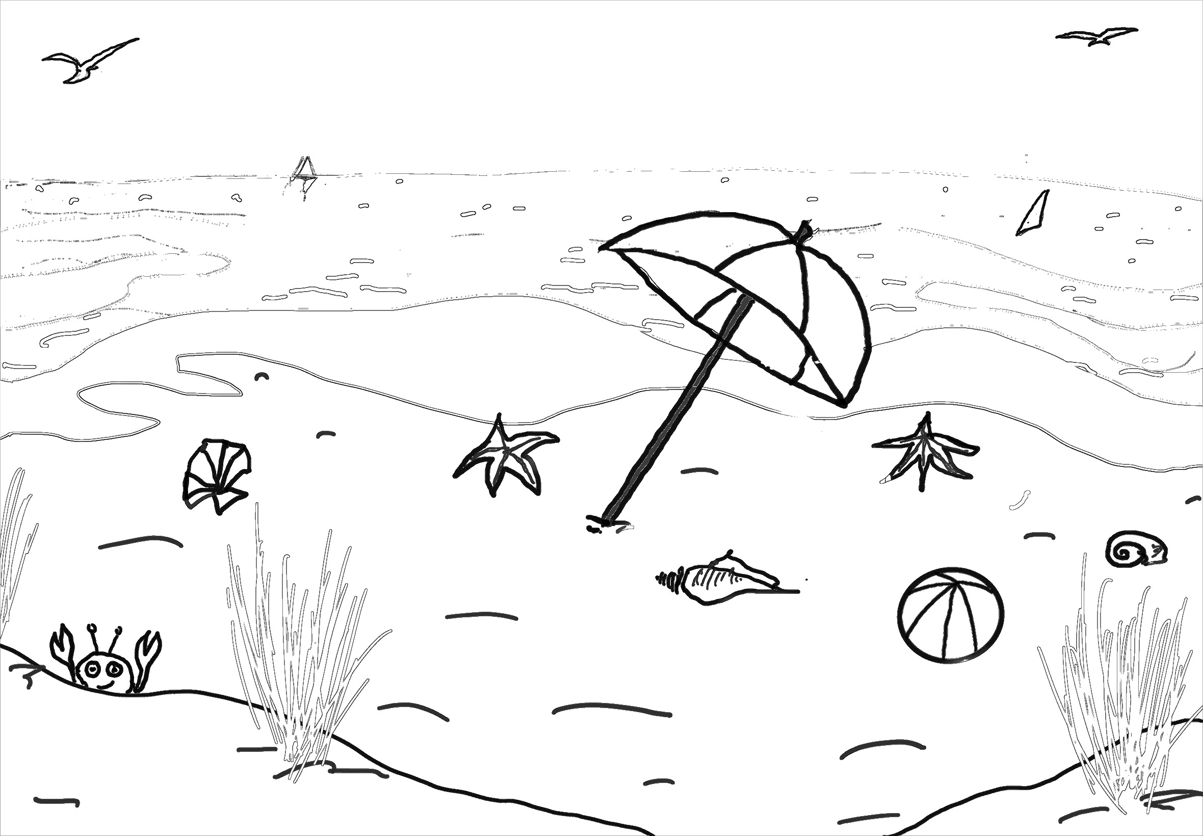 9ausmalbildszenestrand